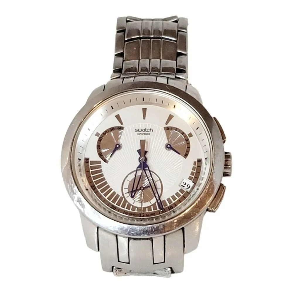 Swatch RARE Irony Retrograde Blue Signs YRS402G 2007 Mens‎ Watch New Battery